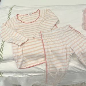 Lake Pajamas “Pima Long-Long Set” in pink stripe